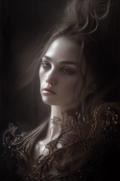 A highly detailed, Intricate full body portrait of a sad you...