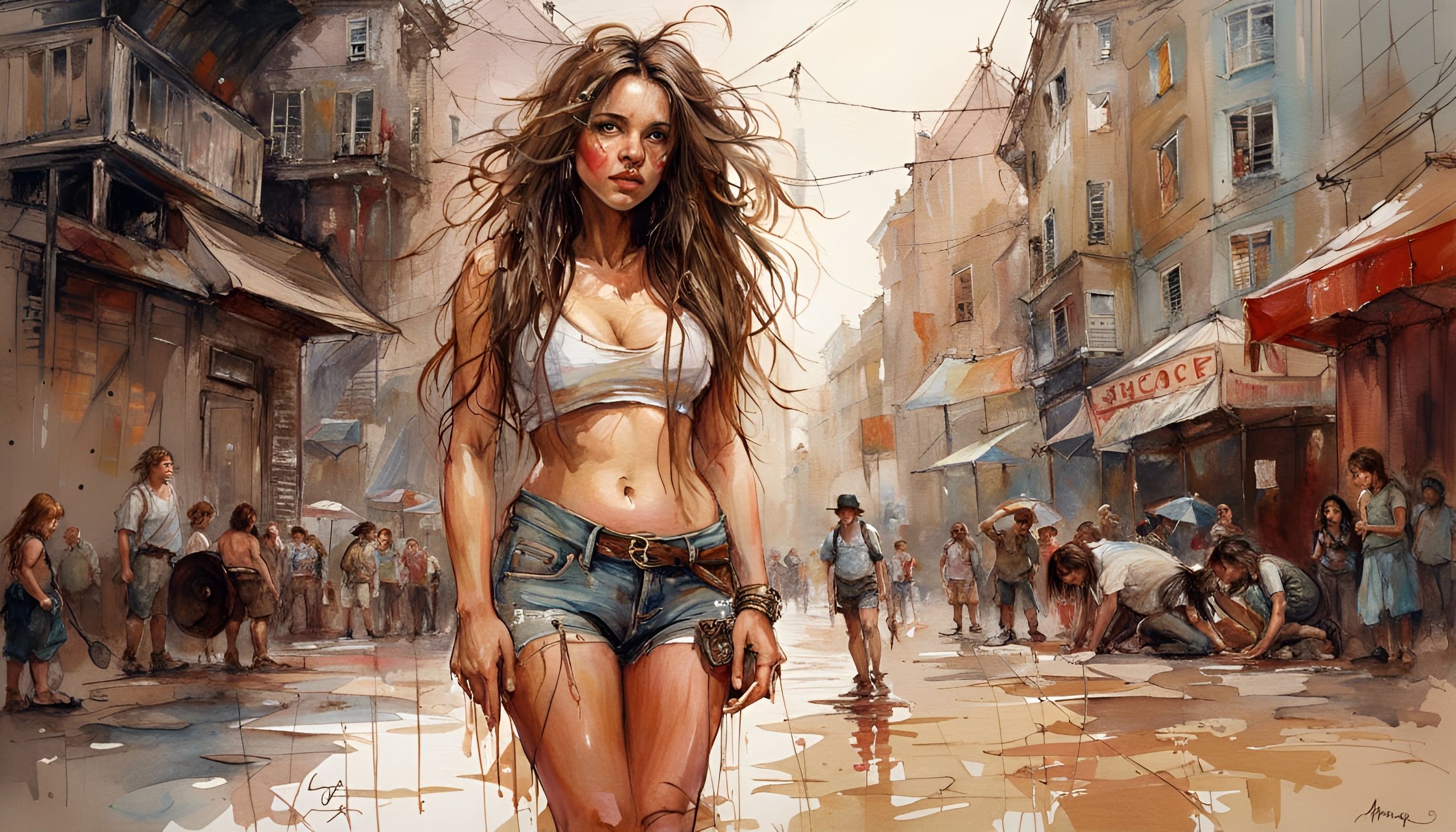 Curvy girl in short shorts and crop top, latina - AI Generated Artwork - NightCafe  Creator