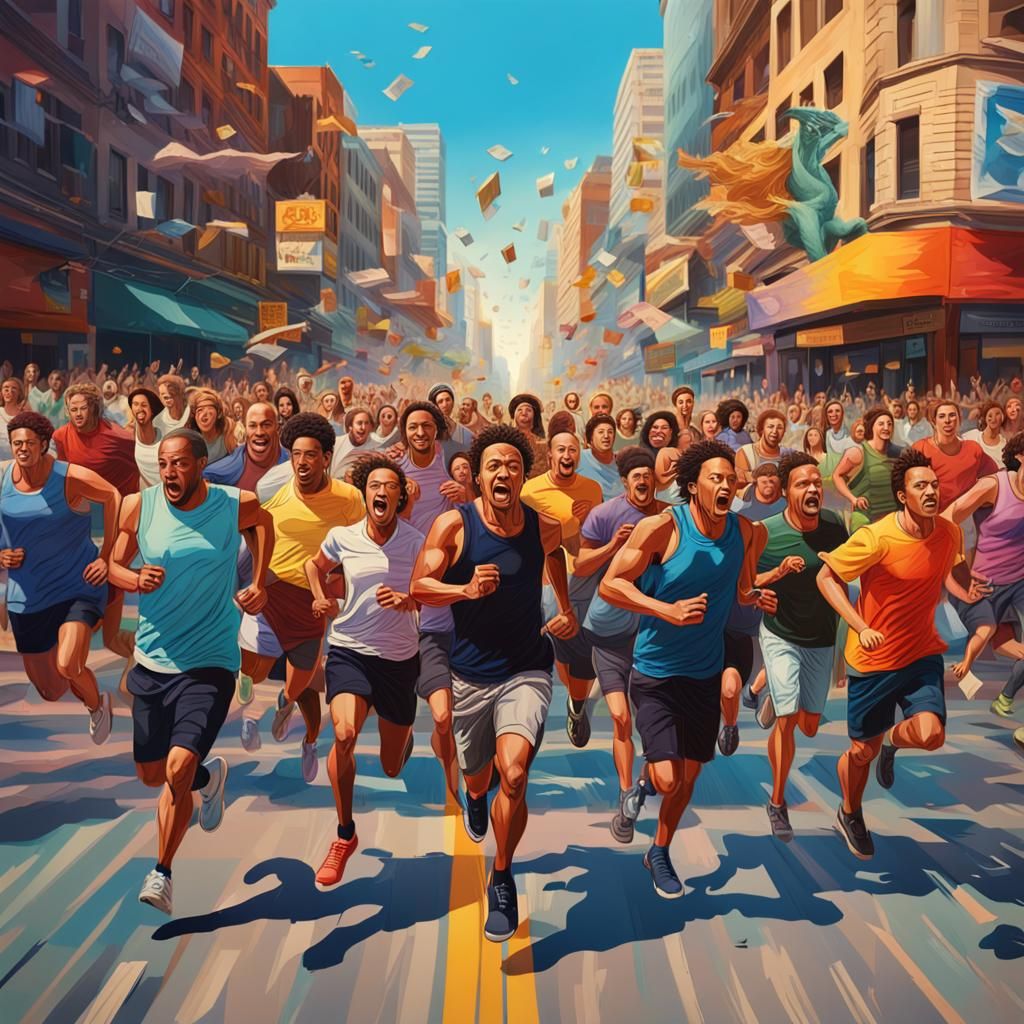 Hyperrealistic Mob Scramble for Money