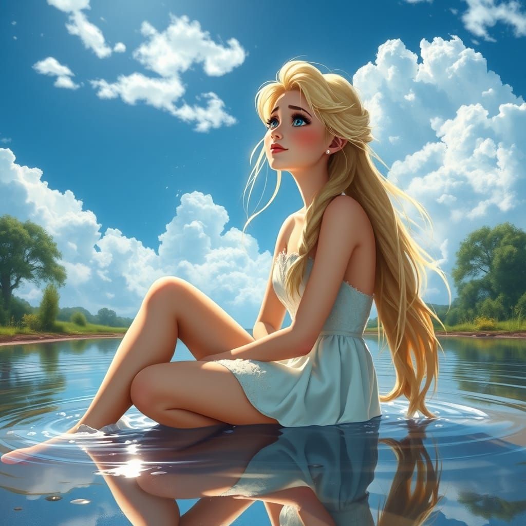 Elsa in Summer Dress Observes Sky