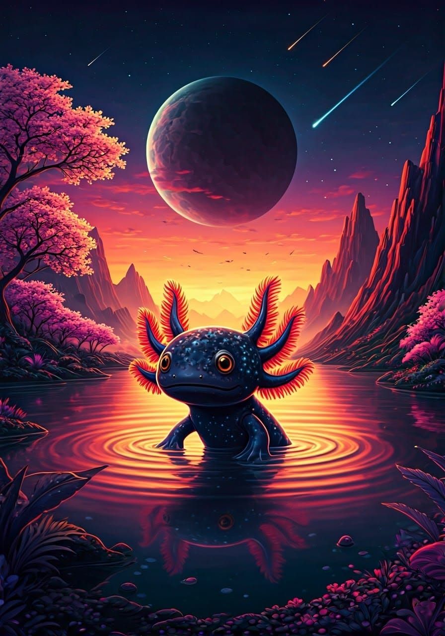 space axolotl   by @Renny Magritte