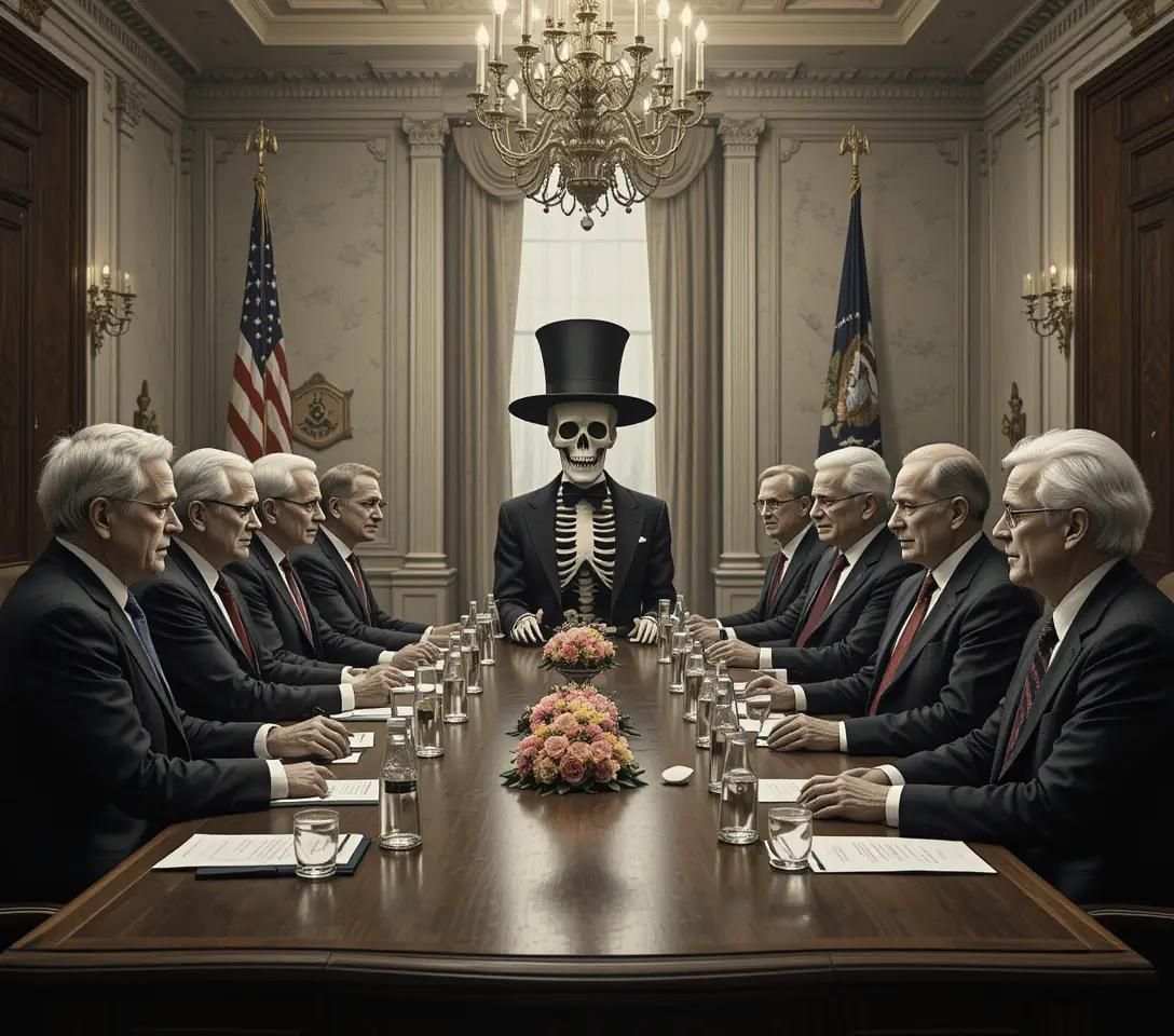 skeleton is meeting with world leaders - About repercussions of the global economy