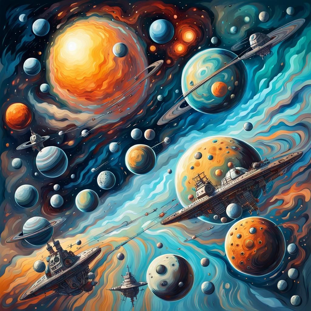 Surreal planet system - AI Generated Artwork - NightCafe Creator