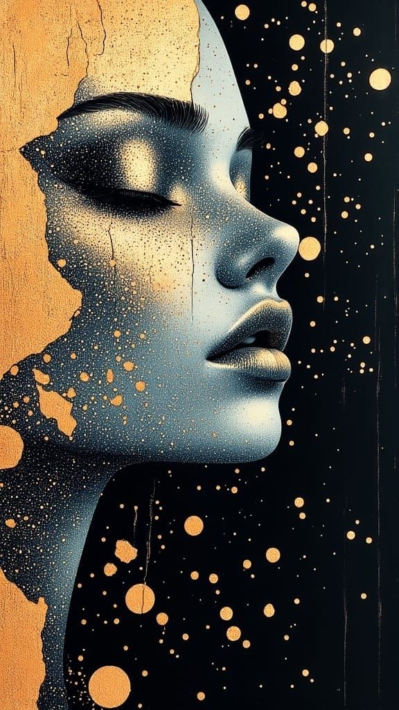 Divine Oil Sculpture Woman in Cosmic Stylized Aesthetic