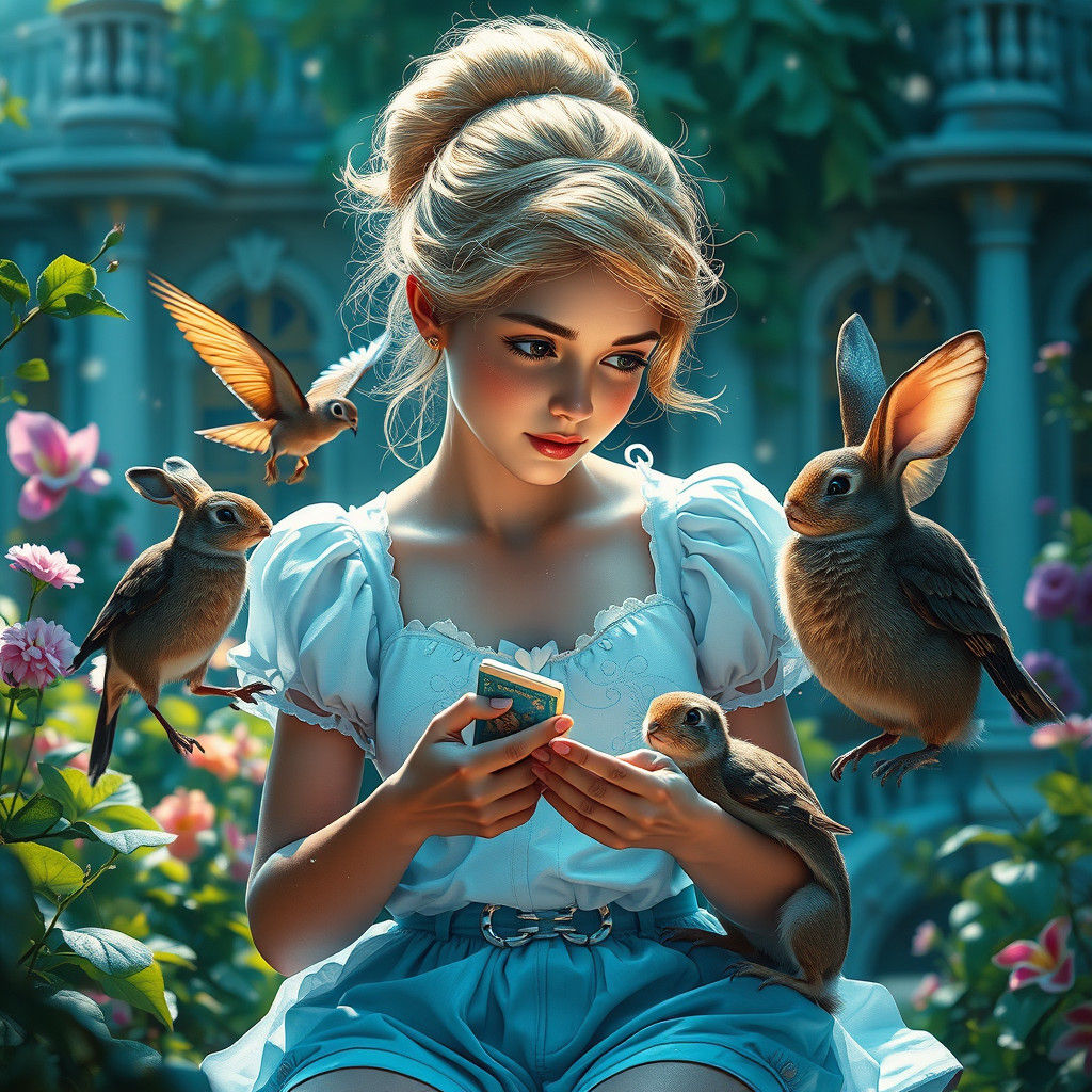 Cinderella's Garden Tales: Hyperdetailed Artgerm-Style Portr...