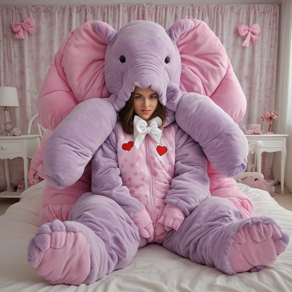 Woman in Elephant Suit with ABDL Diaper