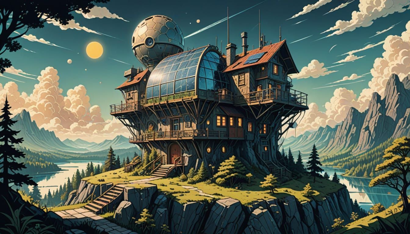 ecological house, solarpunk  by @Dim Vas