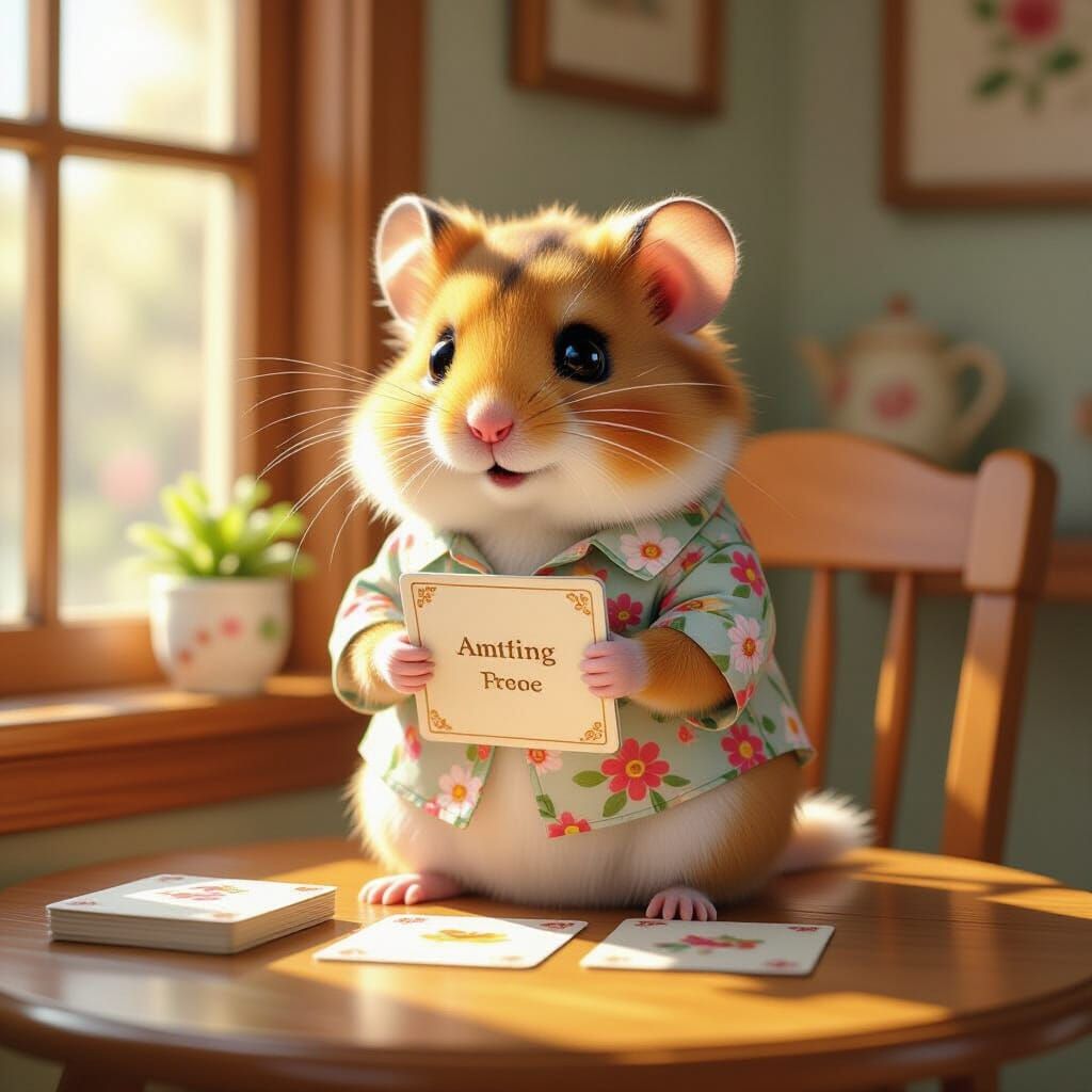 Whimsical Hamster Card Dealer: Beatrix Potter Style