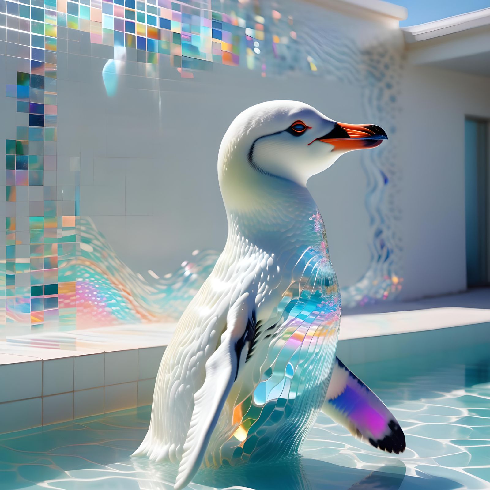 Glitch Art Albino Penguin  by @Holy Hearted Fool For Love