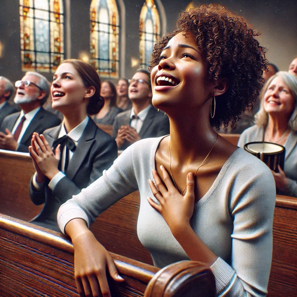 A Woman Touched By the Music of a Church Choir