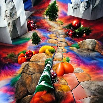Path to christmas hyperrealism beautiful colourful