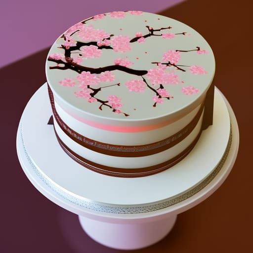 Beautiful  Sakura cake, distinct lighting, detailed matte pa...