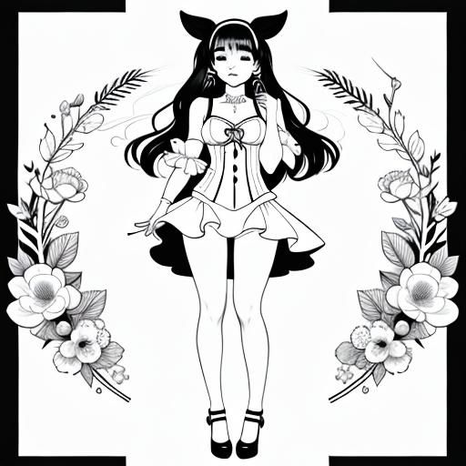 <lora:Coloring Page SD15:1.0> Chibi Bunny, cute, adorable, c...