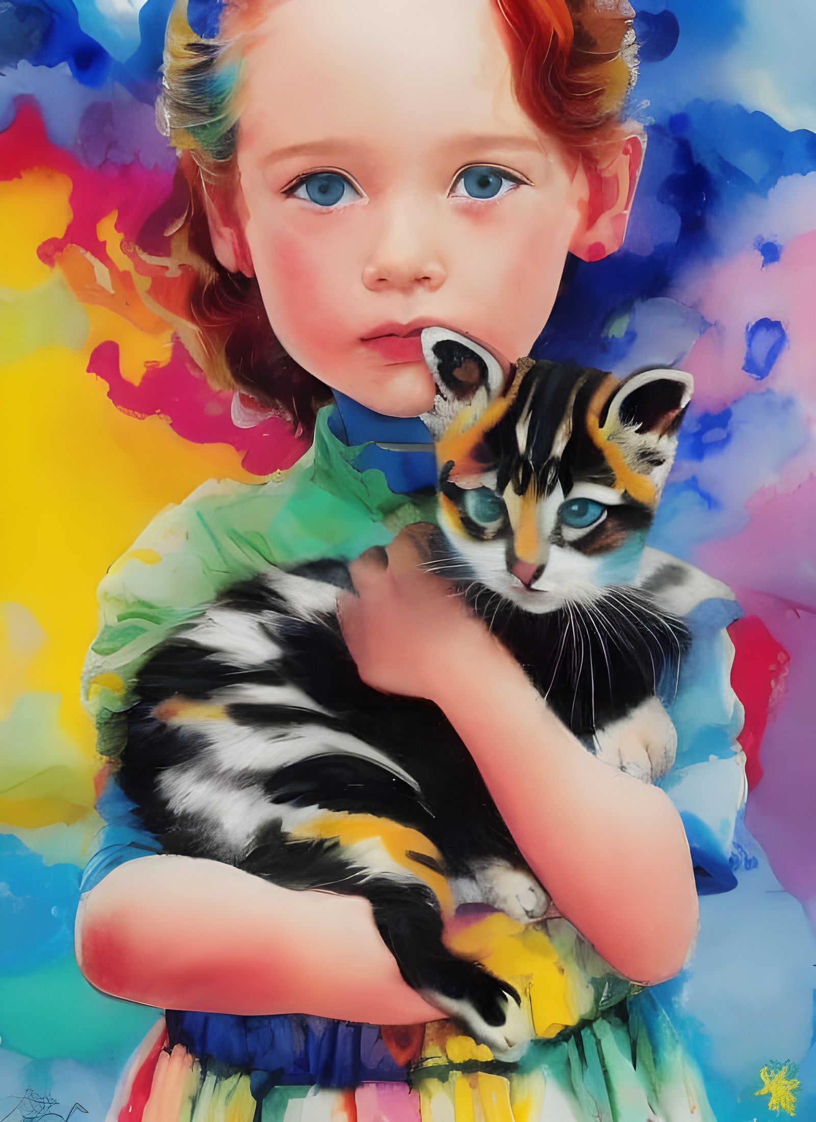 A Little Darling and Her Kitten - AI Generated Artwork - NightCafe Creator