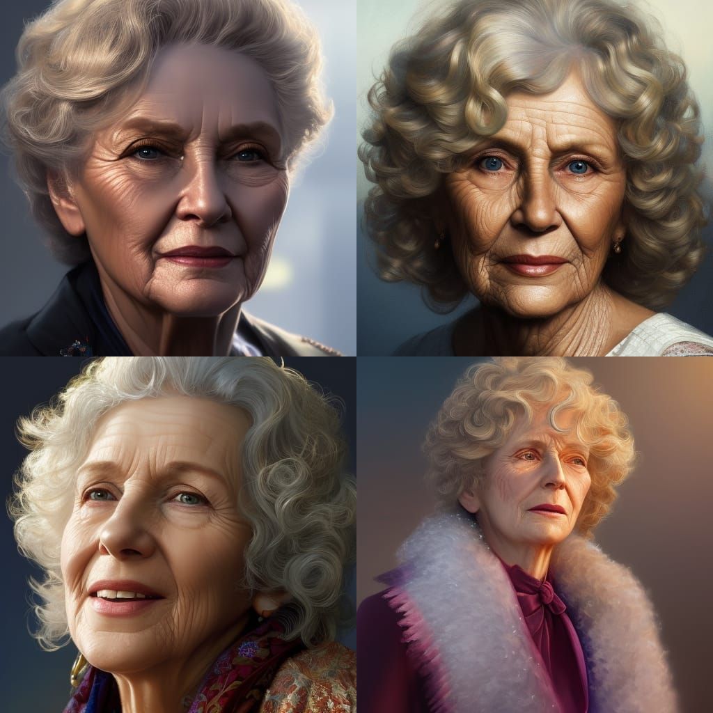 Beautiful curly blonde haired grandmother aged 80 - AI Generated ...