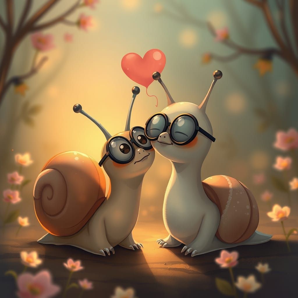 2 snails in love  by @Twinkletoast