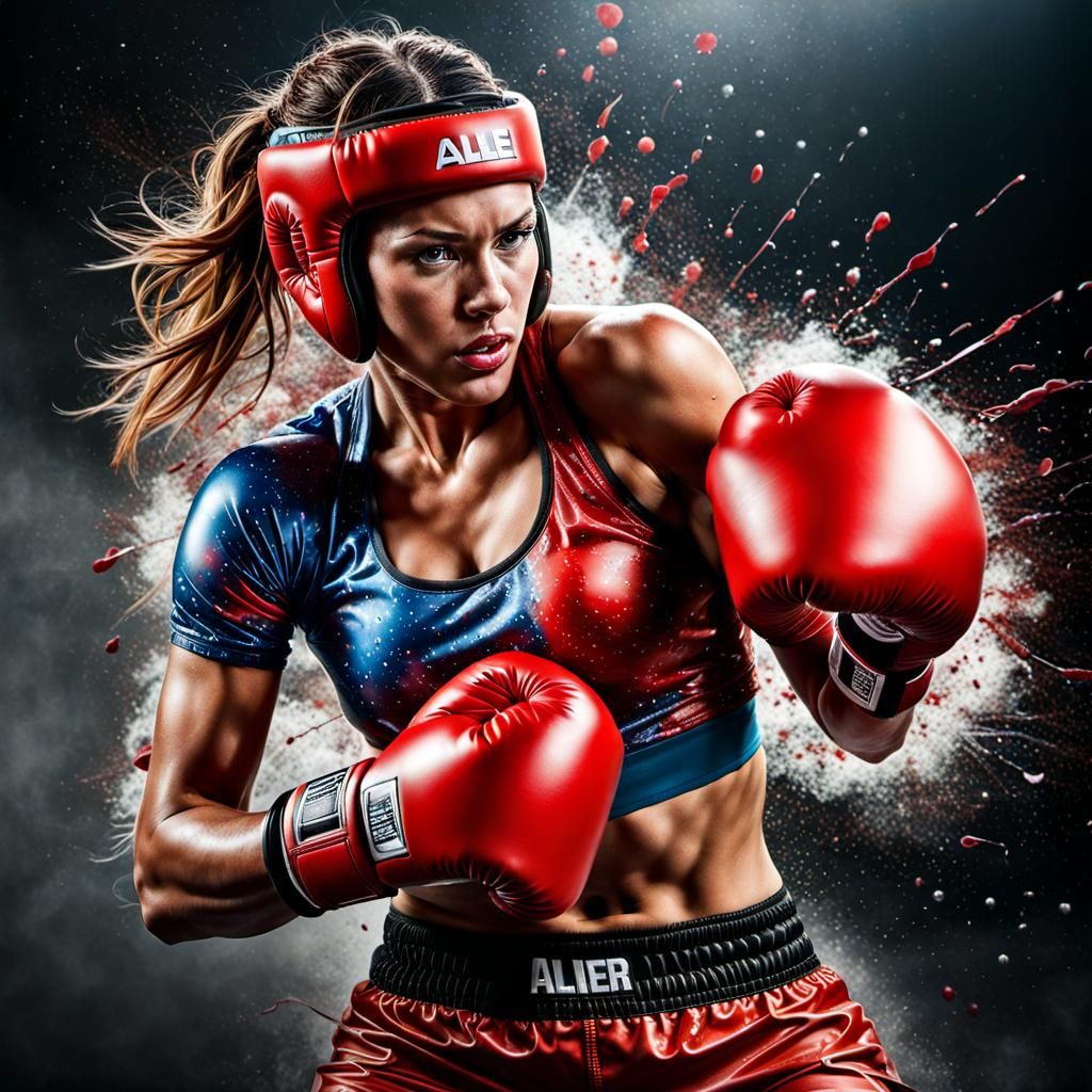 Female fighter in action