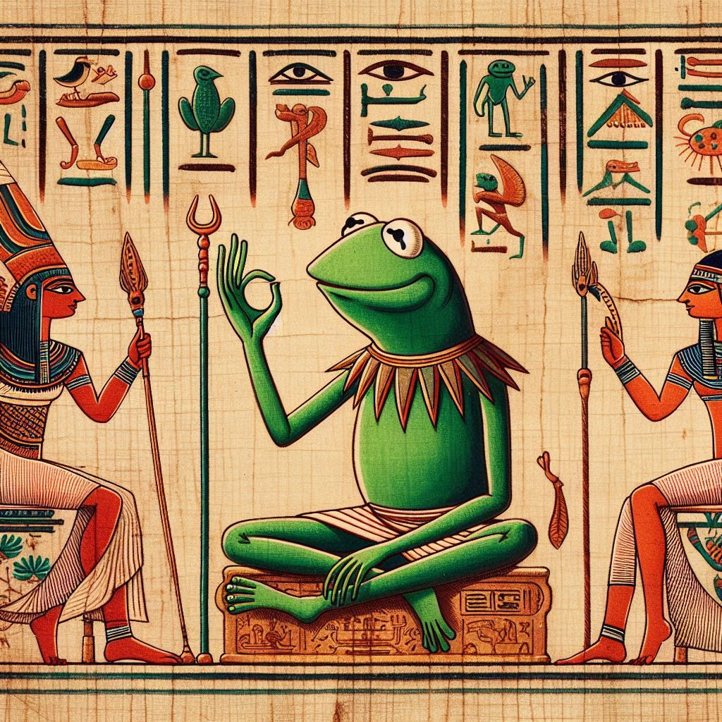 Ancient Egyptian art depicting a Kermit