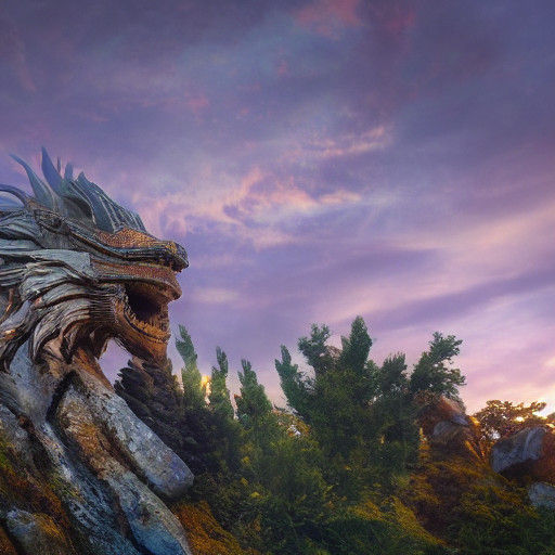 Majestic Dragon Perches on Ancient Temple, Golden Light Awe....