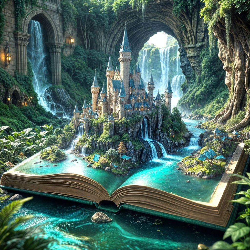 Magical Pages:The Enchanted View of Waterfalls and Castles