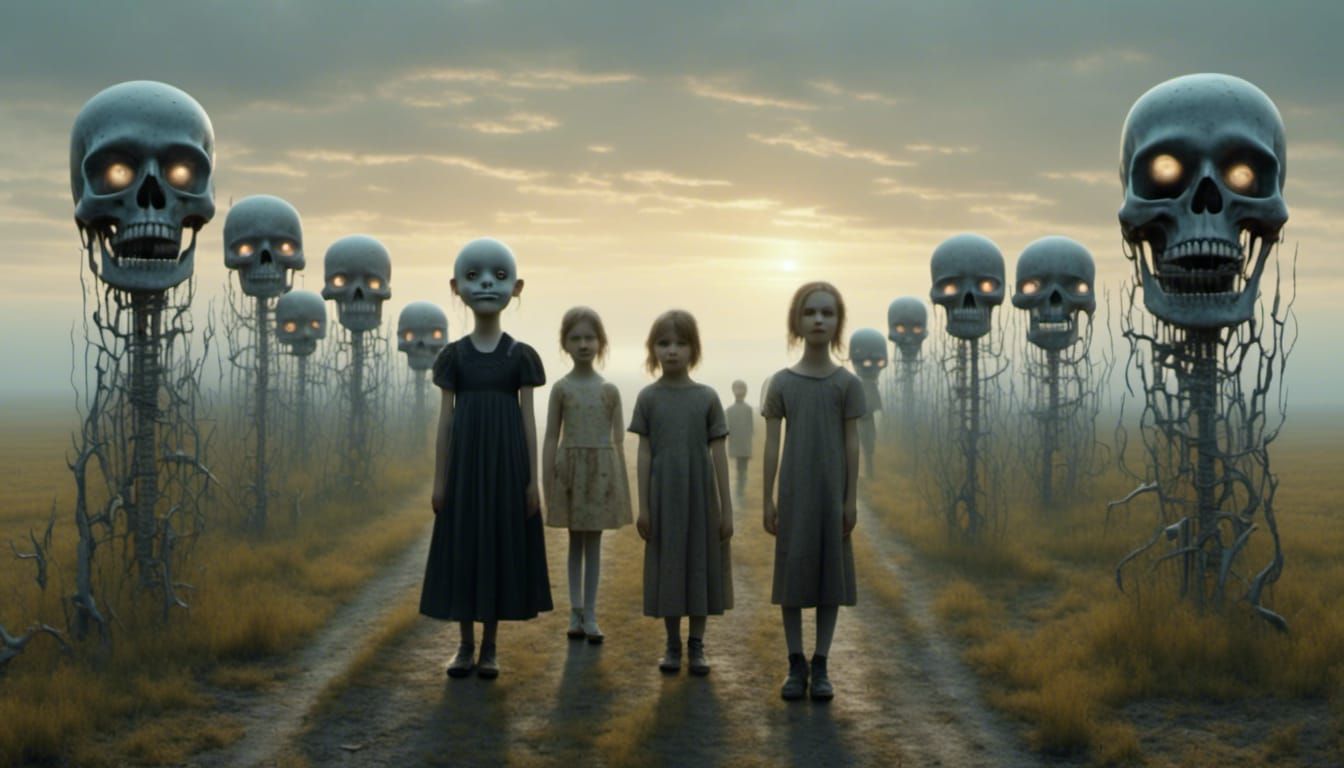 Uncanny Goth Family in Apocalyptic Wasteland