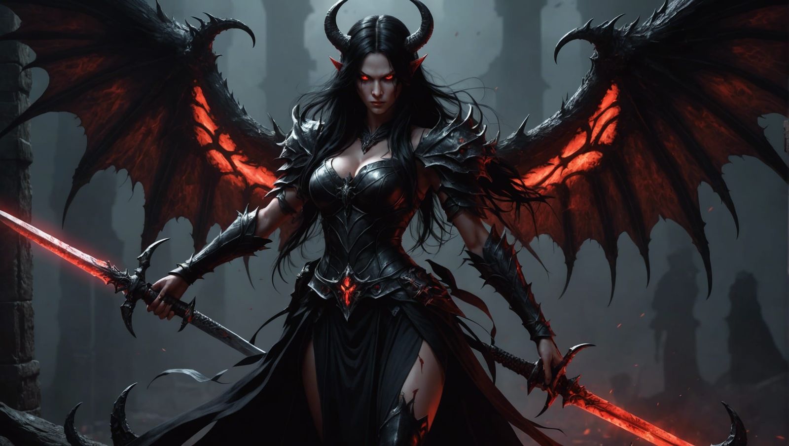 Beautiful Demoness Warrior - AI Generated Artwork - NightCafe Creator