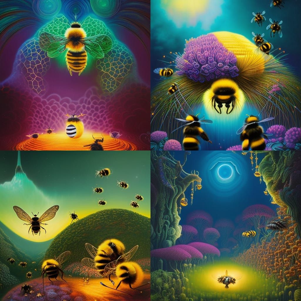 The Royal Jelly eating Queen Bumblebee and her Hive by Genndy