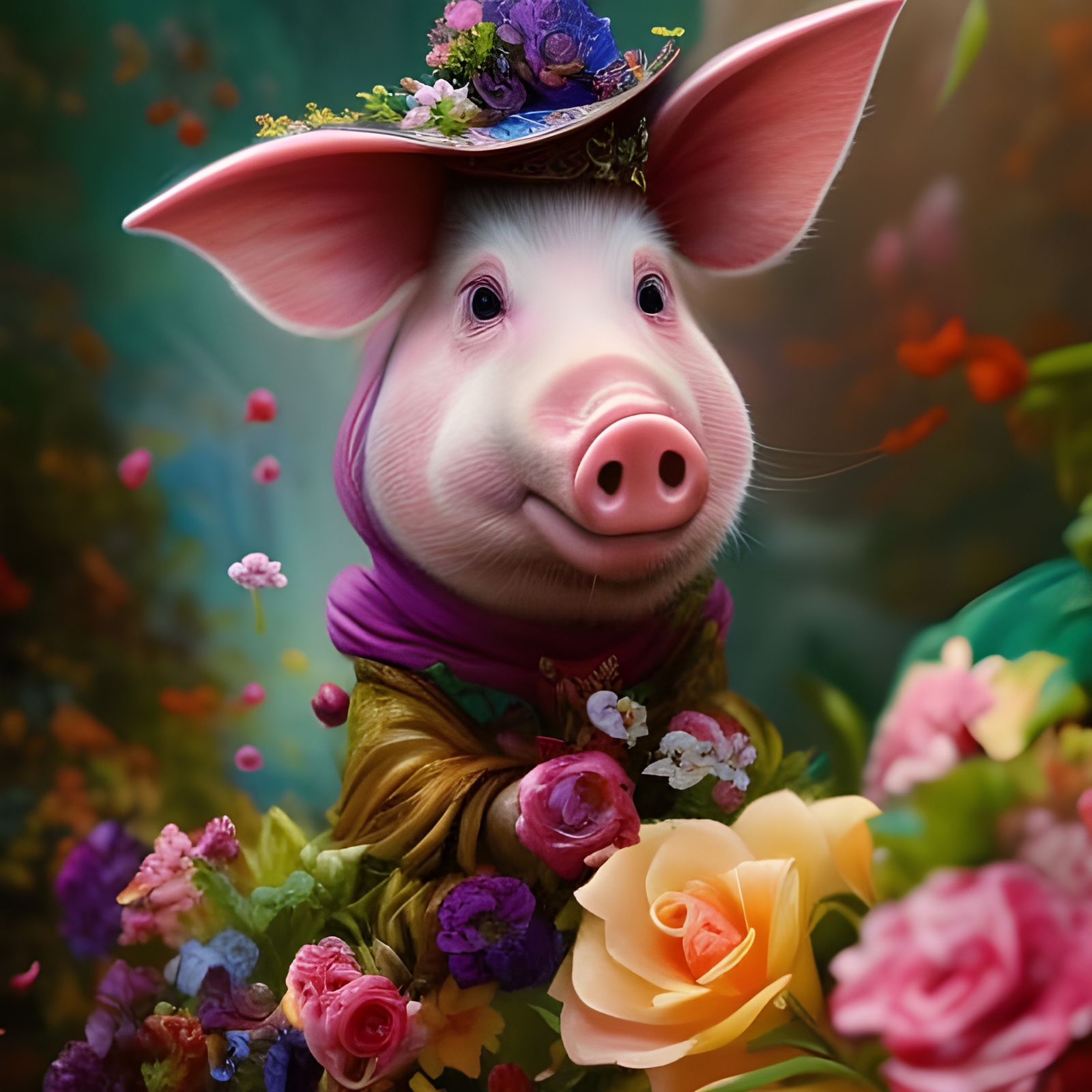 "Piggy Poppins" in flowers 