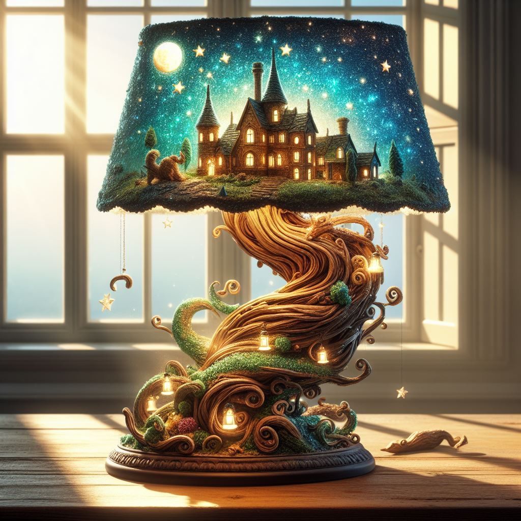 Fantasy bonsai village lamp