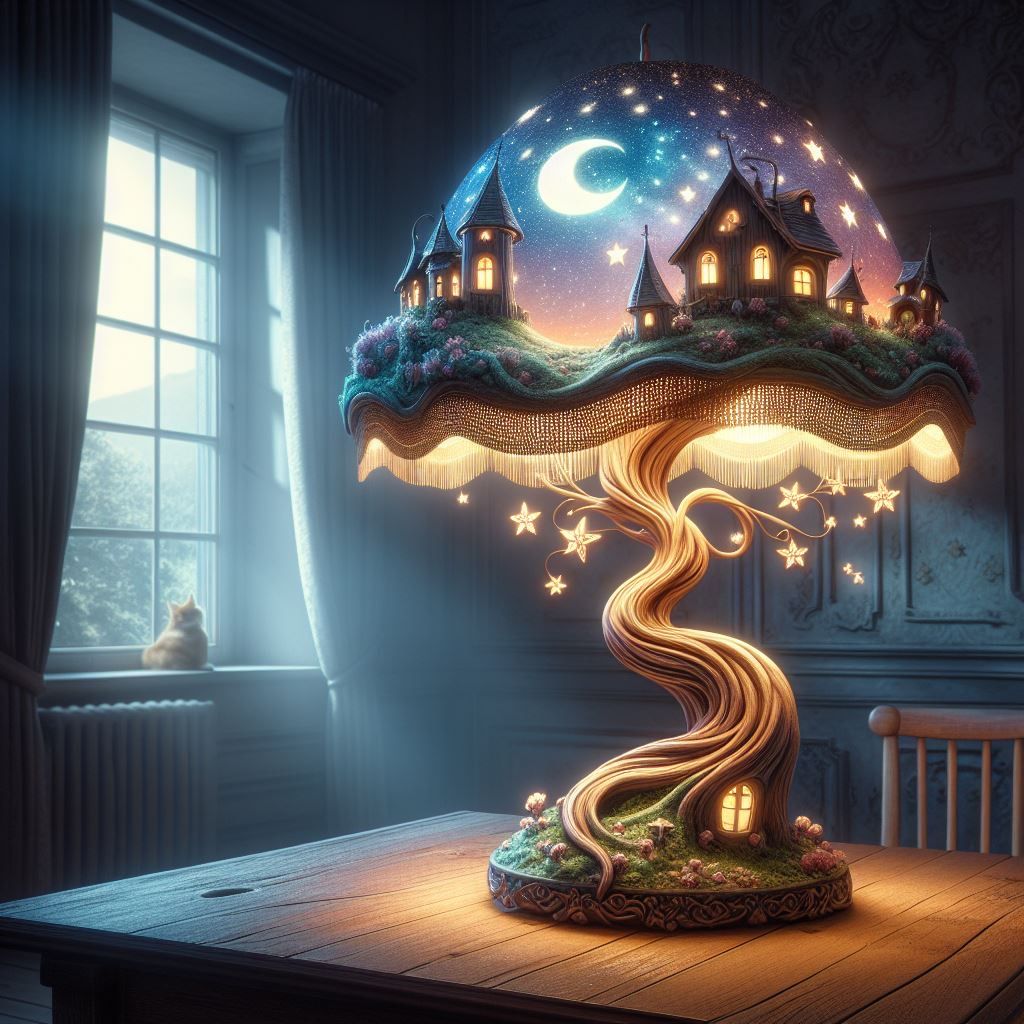 Fantasy bonsai village lamp