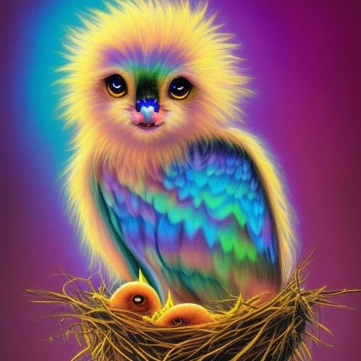 portrait of a cute whimsical furry chibi soft_golden_eaglet ...