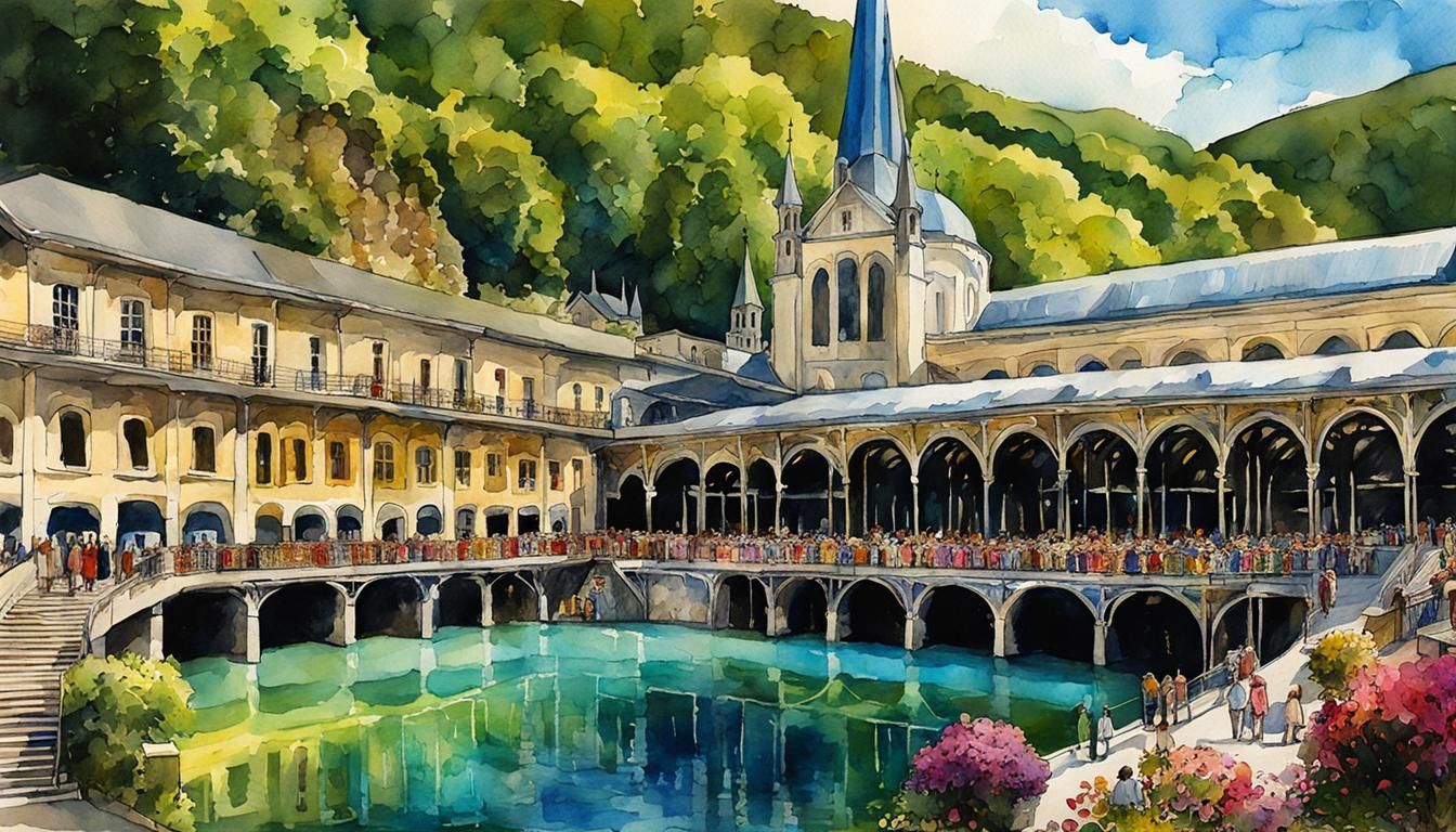 The baths at Lourdes France - AI Generated Artwork - NightCafe Creator