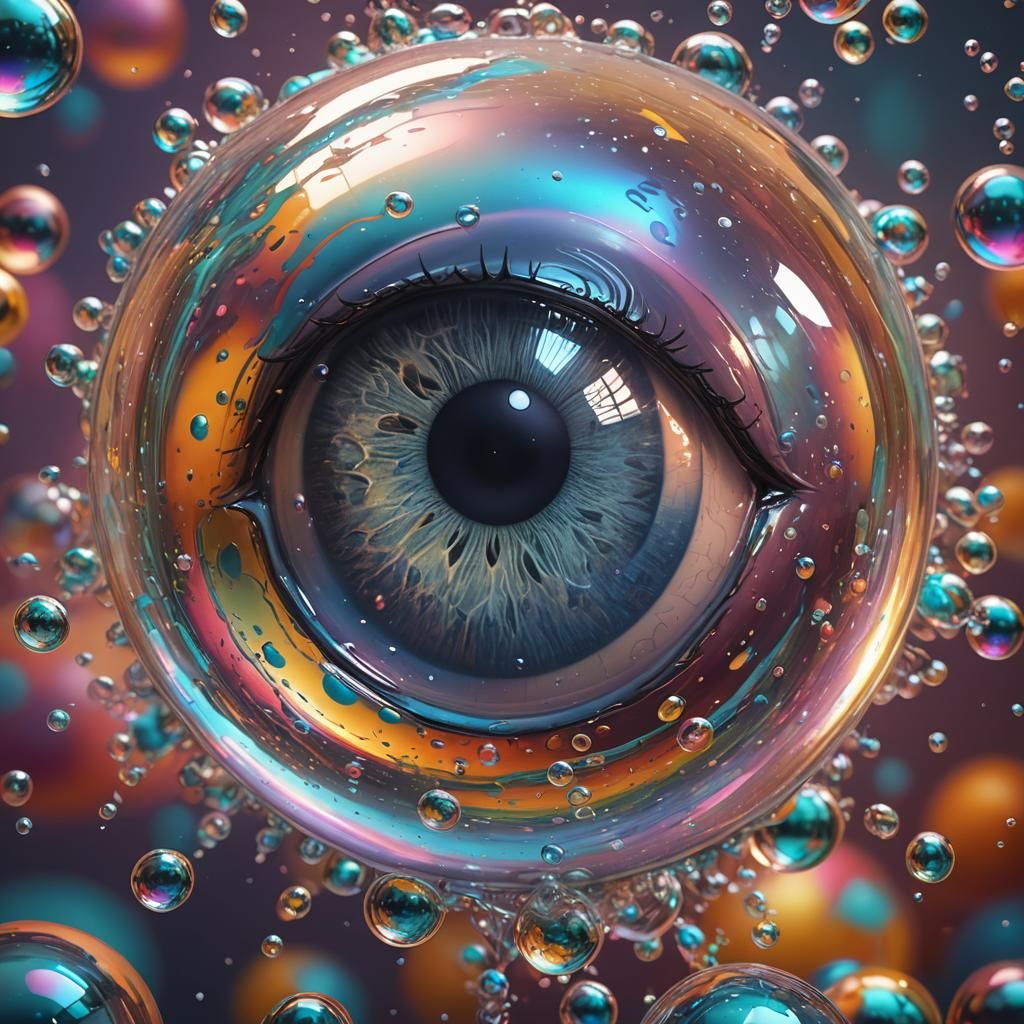 Bubble with realistic eyeball - AI Generated Artwork - NightCafe Creator