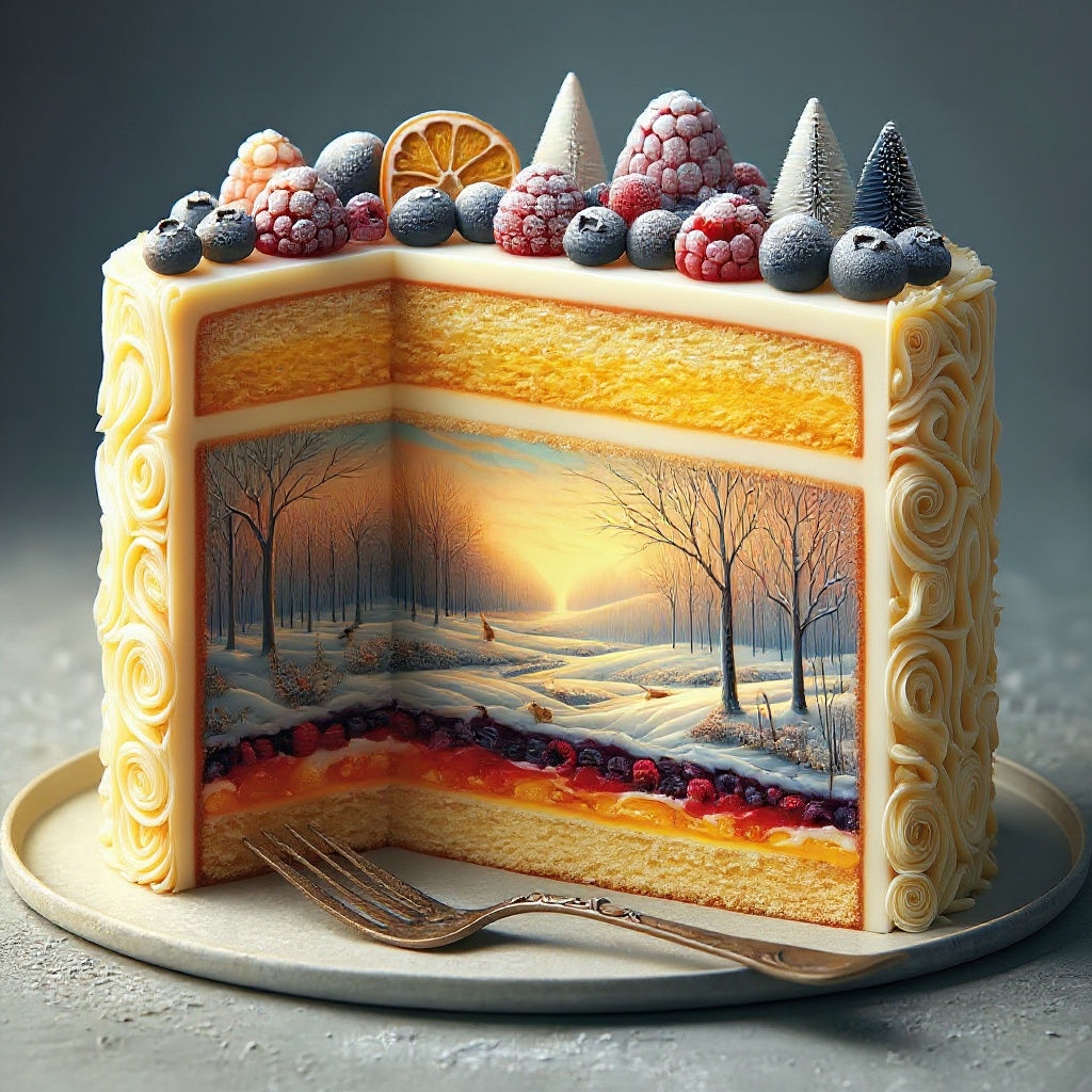 Essbare Fantasiewelt: Ein Stück Torte voller Winterfantasie  by @Richcruise Liu