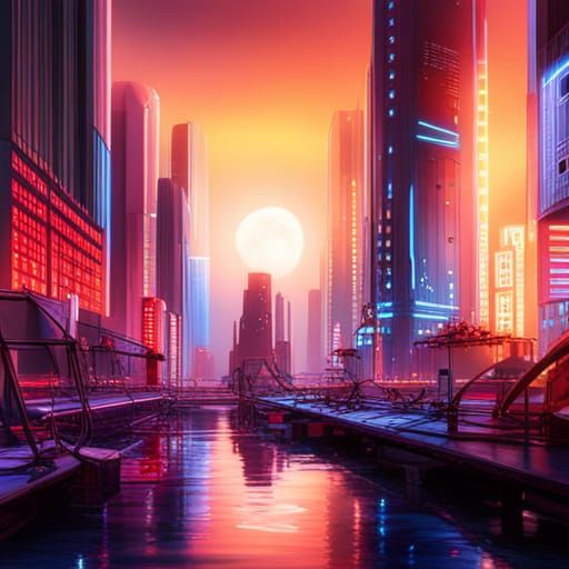 Neon City v1 - AI Generated Artwork - NightCafe Creator