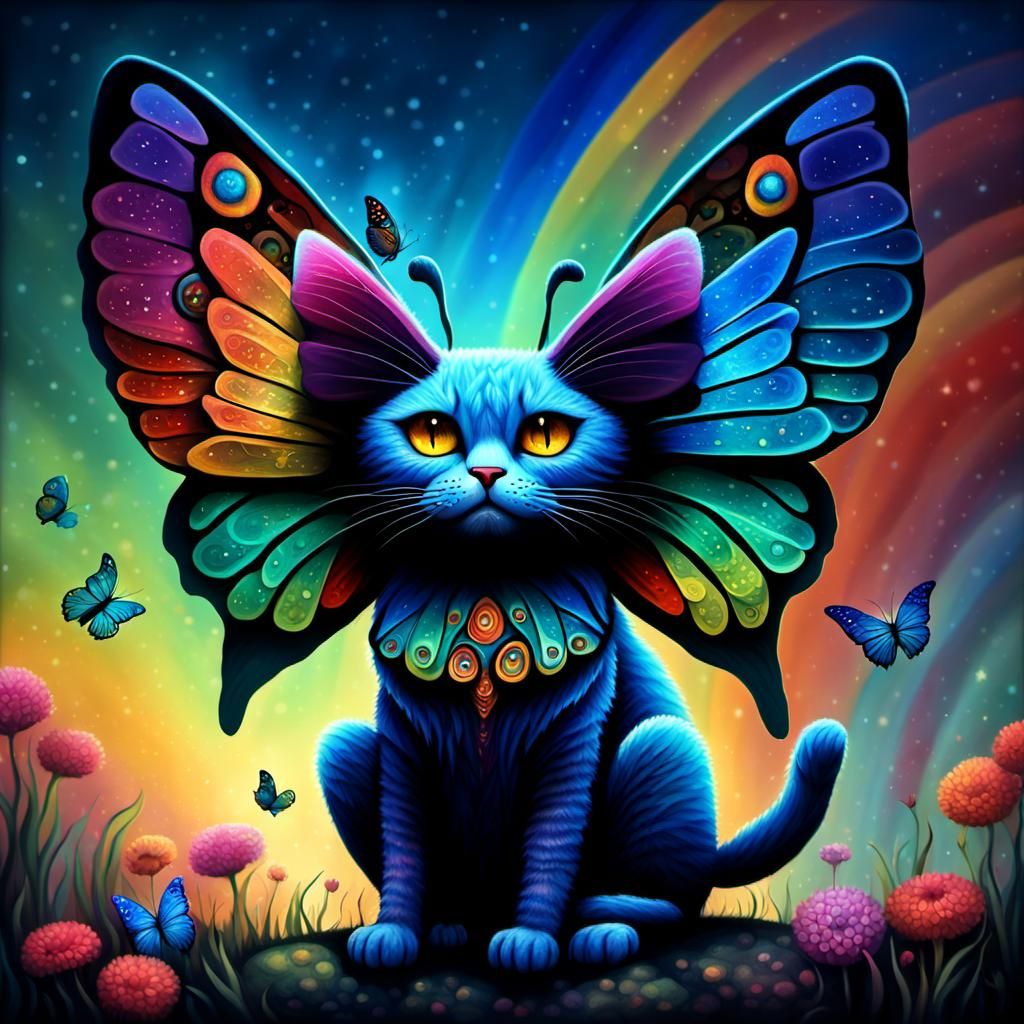 , Butterfly cat with large butterfly wings