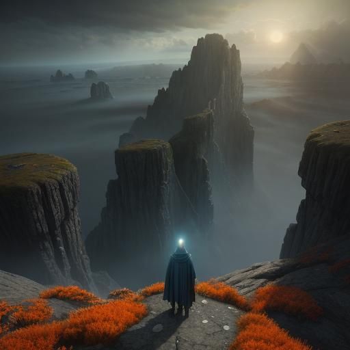 Surreal Cliffside Vista with Mystical Energy