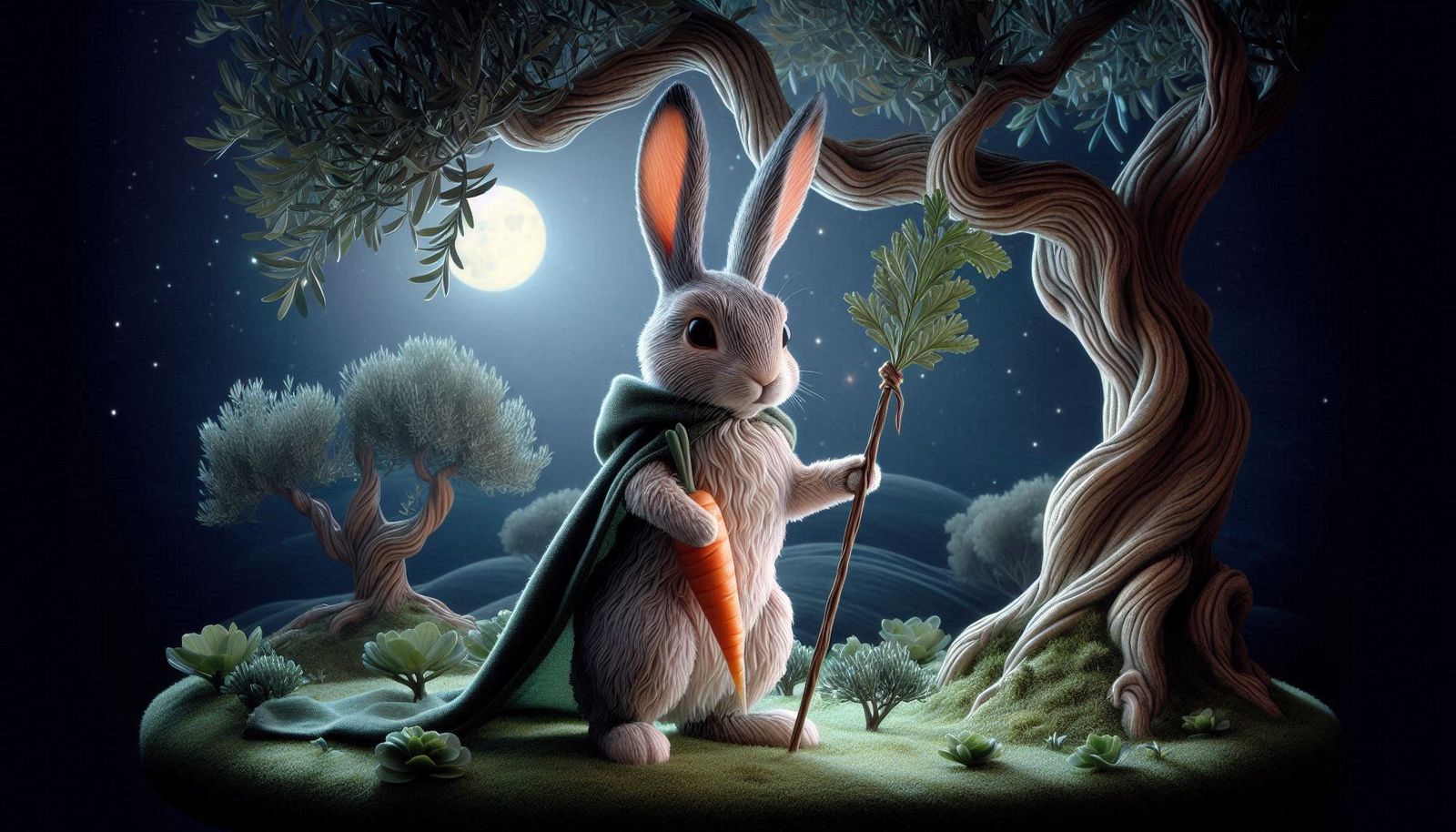 Guardian Hare protecting 🇵🇸 🫒 trees (DALL-E 3)