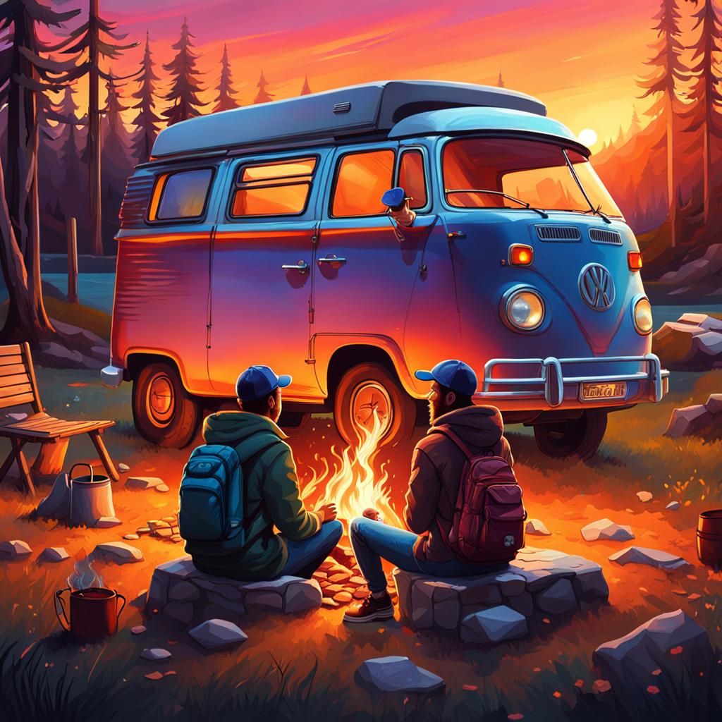 Near a campfire  by @Aurelia Cuvi