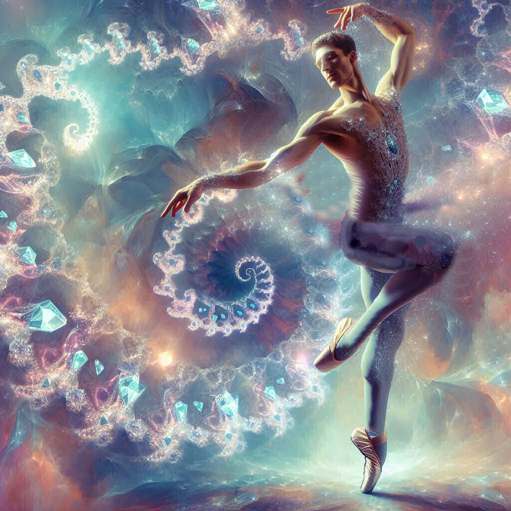 male ballet dancer in fractals