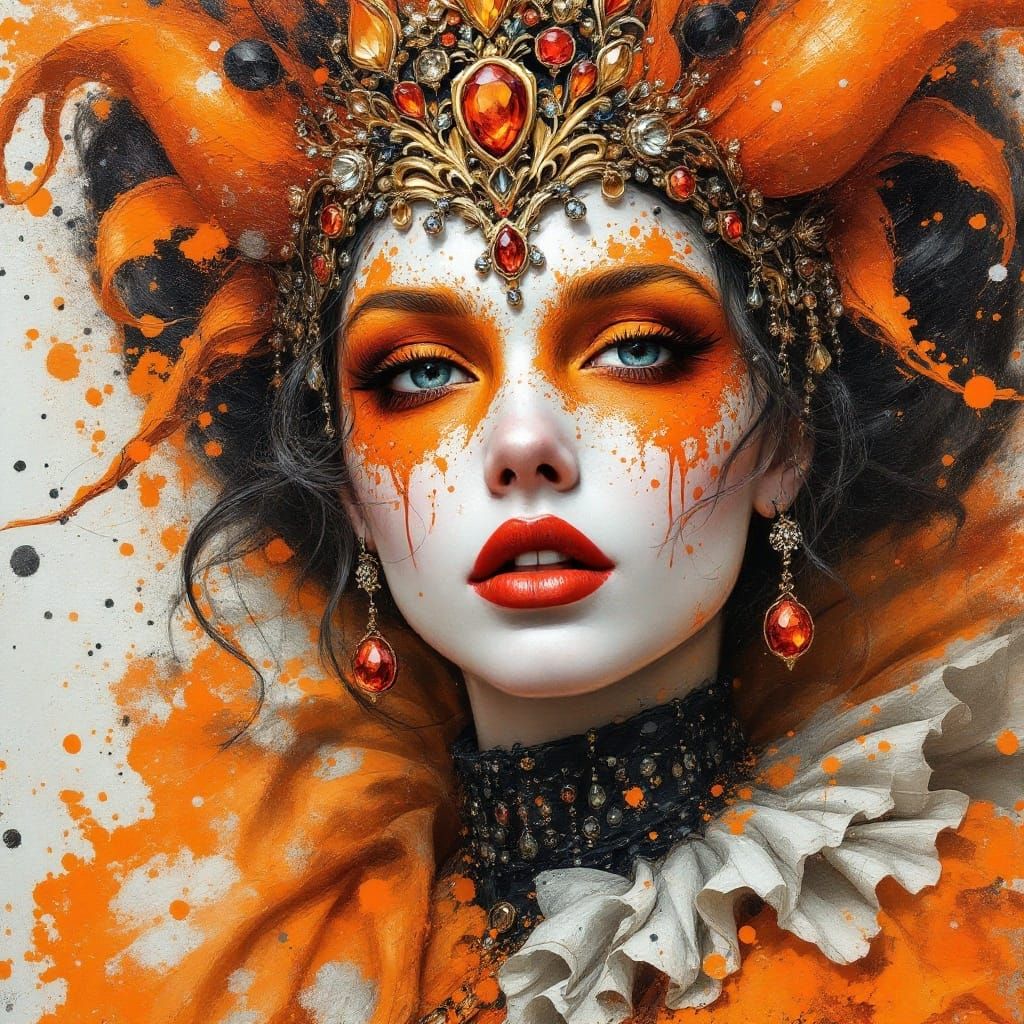 Alice as The Queen of Hearts Wearing a Jeweled Mask  Gorgeou...