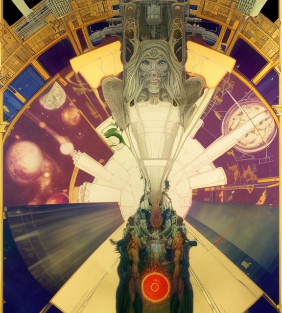 Ornate Space Station in Hyperrealistic Style