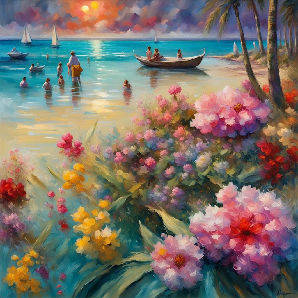 Flowers by the beach  by @The shadow of AI