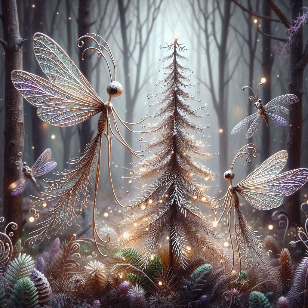 Cute elementals celebrating christmas