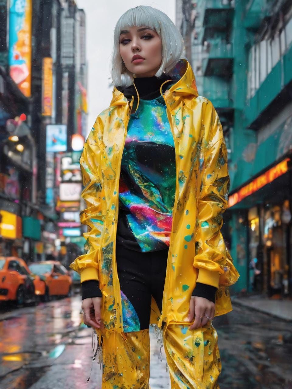 Maximalist rain clothing