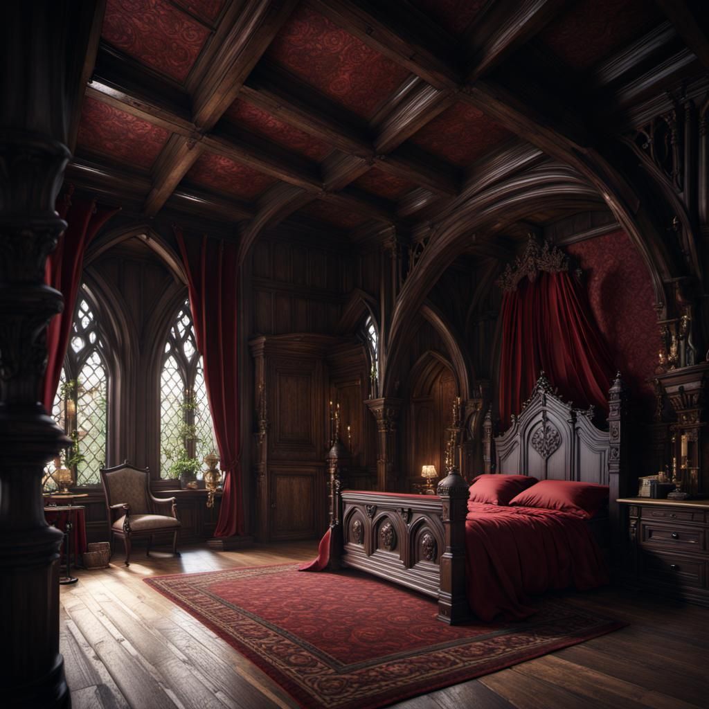 English gothic style bedroom - AI Generated Artwork - NightCafe Creator