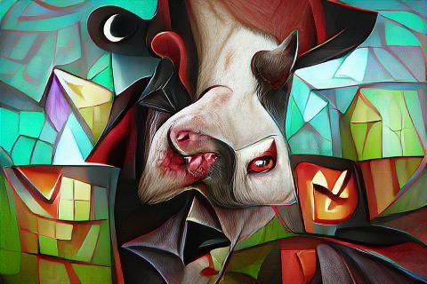 Vampire cow Behance HD detailed painting cubist
