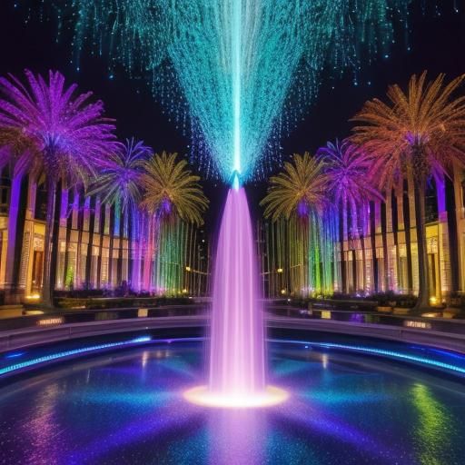(Most beautiful water fountains spraying into colored lighti...
