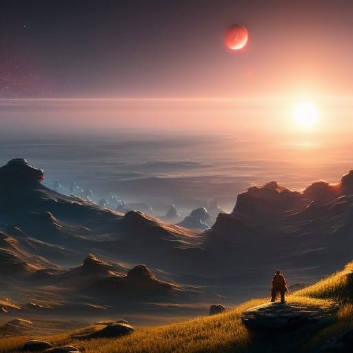 Sole explorer mapping his way through the universe AI Generated