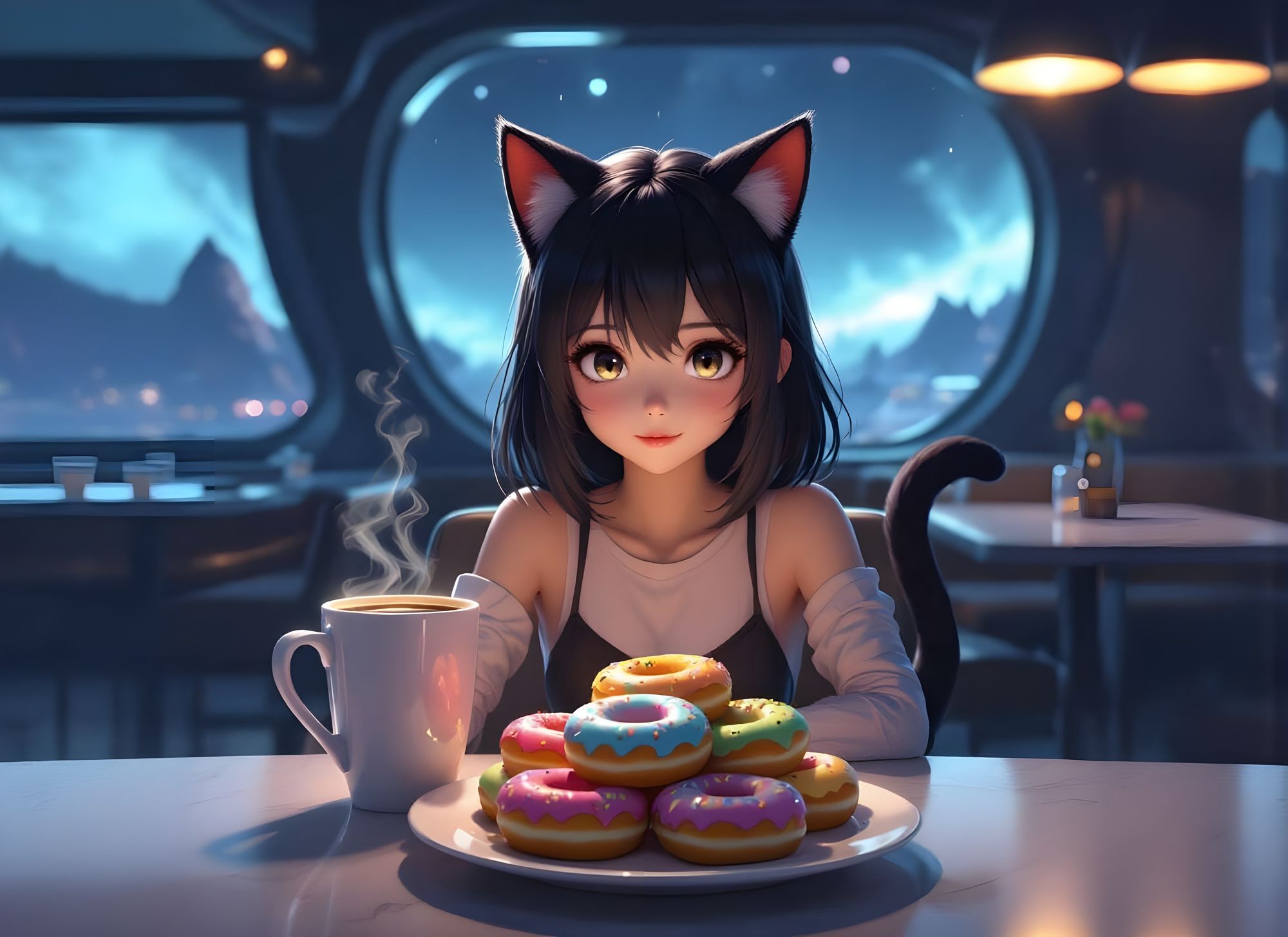 In a cafe on another planet